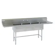 Tarrison TA-PS318LR-KIT 90" Three Compartment Sink, 18"W x 18"L Bowl With 2 Drainboards 1 image