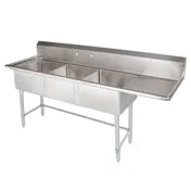 Tarrison TA-PS318R-KIT 75" Three Compartment Sink, 18"W x 18"L Bowl With Right-Hand Drainboard 1 image