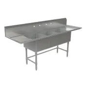 Tarrison TA-PS31620LR-KIT 84" Three Compartment Sink, 16"W x 20"L Bowl With 2 Drainboards 1 image
