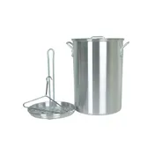 Thunder Group ALSKTP012 Turkey Fry Pot, 26 Quart, With Base Strainer/Rack, Poultry Hanger - Set 1 image