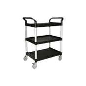 Thunder Group PLBC4019B 3 Tier Black Plastic Utility Cart with Handles 1 image