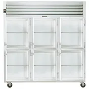 Traulsen G32002 76" 3-Section Reach-In Refrigerator w/ 6 Glass Half-Doors (hinged right/right/right), 70 cu. ft. 1 image
