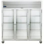 Traulsen G32010 76" Reach-In Refrigerator w/ 3 Glass Doors (hinged left/right/right), Top Mount, 70.67 cu. ft. 1 image