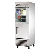 True TS-23-1-G-1-HC~FGD01 27" 1-Section Reach-In Refrigerator w/ Glass & Solid Half Door, Bottom Mount, Stainless Steel 1 image