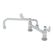 T&S Brass B-0221-CR4-L22 Mixing Faucet, Double, Deck Mount, 8" Adjustable Center 1 image
