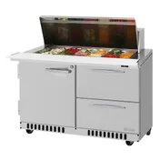 Turbo Air PST-48-18-D2R(L)-FB-N 48" Mega Top Sandwich and Salad Prep Table w/ 1 Door & 2 Drawers, 18 Pans 1 image