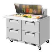 Turbo Air TST-48SD-18-D4-FB-N 48" 4-Drawer Mega Top Sandwich and Salad Prep Table, 18 Pans, Stainless Steel 1 image