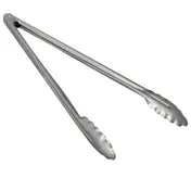 Winco UT-16 Stainless Steel Utility Tongs with Scalloped Edge 4 image