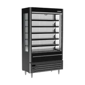 Beverage Air VMHCSL-18-1-B 47" Black Slim Open Air Merchandiser, 5 Shelves, Vertical Case, Glass Sides, 23 cu. ft. 1 image