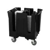 Vollrath SAC-SQ4-06 Traex Adjustable Dish Caddy, 4 Stacks, 440 Plates, 32.75"W x 27.5"D x 30.5"H, Black Plastic, NSF 1 image