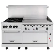Vulcan 60SS-4B36G 60" Gas Restaurant Range w/ (4) Open Burners, 36" Griddle Right, (2) Standard Ovens, 238.000 BTU 2 image