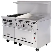 Vulcan 60SS-4B36GT 60" Gas Restaurant Range w/ (4) Open Burners, 36" Griddle Right w/ Thermostatic Controls, (2) Standard Ovens, 238.000 BTU 3 image