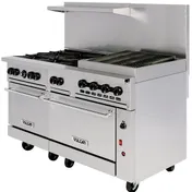 Vulcan 60SS-6B24CBN 60" Natural Gas Restaurant Range w/ (6) Open Burners, 24" Charbroiler Right, (2) Standard Ovens, 302.000 BTU 1 image