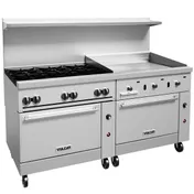 Vulcan 72SS-6B36G 72" Gas Restaurant Range w/ (6) Open Burners, 36" Griddle Right, (2) Standard Ovens, 310.000 BTU 1 image