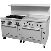Vulcan 72SS-6B36GT 72" Gas Restaurant Range w/ (6) Open Burners, 36" Griddle Right w/ Thermostatic, (2) Standard Ovens, 310.000 BTU 3 image