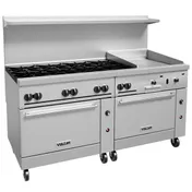Vulcan 72SS-8B24G 72" Gas Restaurant Range w/ (8) Open Burners, 24" Griddle Right, (2) Standard Ovens, 350.000 BTU  1 image