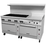 Vulcan 72SS-8B24G 72" Gas Restaurant Range w/ (8) Open Burners, 24" Griddle Right, (2) Standard Ovens, 350.000 BTU  3 image