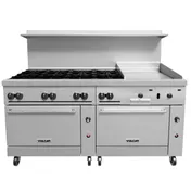 Vulcan 72SS-8B24GT 72" Gas Restaurant Range w/ (8) Open Burners, 24" Griddle Right w/ Thermostatic, (2) Standard Ovens, 350.000 BTU 2 image