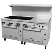 Vulcan 72SS-8B24GT 72" Gas Restaurant Range w/ (8) Open Burners, 24" Griddle Right w/ Thermostatic, (2) Standard Ovens, 350.000 BTU 3 image