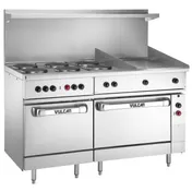 Vulcan EV60SS-6FP24G240 60" Electric Restaurant Range w/ Standard Oven and Oversized Oven, 6 French Plates, 24" Griddle, 240v 1 image