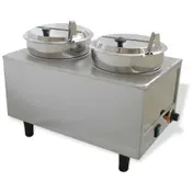 Winco 51072P Countertop Food Topping Warmer w/ (2) 7-Quart Wells, 2 Ladles/Lids 1 image