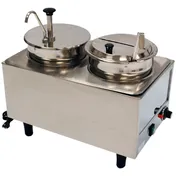 Winco 51073P Countertop Food Topping Warmer w/ (2) 7-Quart Wells, 1 Pump, 1 Ladle/Lid 1 image