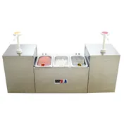 Winco 52001 Pump-Style Condiment Dispenser Station w/ 2 Color-Coded Pumps, 3 Wells 1 image