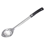 Winco BHPN-13 13" Stainless Steel Perforated Basting Spoon with Black Plastic Handle 1 image