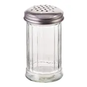 Winco G-103 Cheese/Spice Shaker, 12-Oz Glass Jar with Perforated Silver Top, No Handle - 1 Dozen 1 image