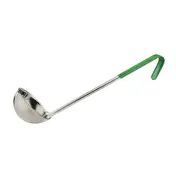 Winco LDCN-6 Stainless Steel 1 Piece 6 oz Serving Ladle w/ Green Handle 1 image