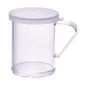 Winco PDG-10CS 10 Oz. Clear Polycarbonate Dredge with Small Hole Snap-On Lid 1 image