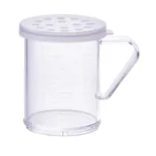Winco PDG-10CXL 10 Oz. Clear Polycarbonate Dredge with Extra Large Hole Snap-On Lid 1 image