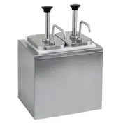 Winco PKTS-2D Condiment Pump Dispenser, 2-Qt Inserts, 11x8-3/4x16 H, 18/8 SS, 2 Pumps - Set 1 image