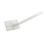 Winco SCF-6S 6 3/4" x 6 3/4" Square x 13" Handle Nickel Plated Mesh Skimmer 1 image