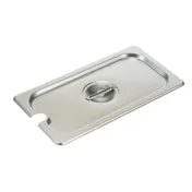 Winco SPCT 1/3 Size Slotted Stainless Steel Steam Table Pan Cover, wih Handle 1 image