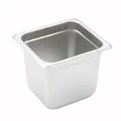 Winco SPJH-606 6" Deep 1/6 Size Standard Weight Anti-Jam Stainless Steel Steam Table Pan 1 image
