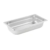 Winco SPJP-302 23 Gauge 2 1/2" 1/3 Size Solid Anti-Jam Steam Table Pan  1 image