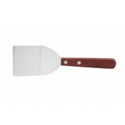 Winco TN32 Mini Stainless Steel Turner, 2" x 2-1/4" Blade, Wooden Handle, Satin Finish 1 image