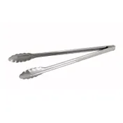 Winco UT-16 Stainless Steel Utility Tongs with Scalloped Edge 1 image
