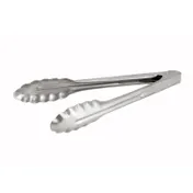 Winco UT-9HT Utility Tongs, 9", Coiled Spring, Scalloped Edge 1 image