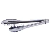 Winco UTLK-9 9" Coiled Spring Stainless Steel Utility Tongs with locking ring 1 image