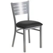 Flash Furniture XU-DG-60401-BLKV-GG Hercules Series Black Vinyl Upholstered Metal Slat Back Restaurant Chair 1 image