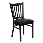 Flash Furniture XU-DG-6Q2B-VRT-BLKV-GG Hercules Series Restaurant Chair, Metal Slat Back, Black Vinyl Upholstered Seat, 18 Gauge Steel Frame 1 image