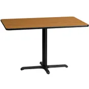 Flash Furniture XU-NATTB-3048-T2230-GG 48" Rectangular Dining Height Table, Natural Laminate Finish, Black PVC Edge, 30" Column Height, Pedestal Base 1 image