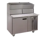 image of Delfield 18648PDLP 48" 1-Section Refrigerated Pizza Prep Table w/ 1 Door, (4) 12" x 20" Pan