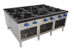 image of Comstock-Castle 2CSP54 54" Gas Stock Pot Range w/ (6) Three Ring Burners, Side to Side Design, Manual Control, 660.000 BTU