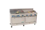 image of Comstock-Castle 2F330-36-1RB 72" Gas Restaurant Range w/ (4) Open Burners, (1) 36" Griddle, (1) 12" Charbroiler, (2) Standard Ovens, 270.000 BTU
