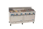 image of Comstock-Castle 2F330-36-2RB 72" Gas Restaurant Range w/ (2) Open Burners, (1) 36" Griddle, (1) 24" Charbroiler, (2) Standard Ovens, 246.000 BTU