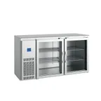 image of BK Resources SSBB-2G-61 61" Bar Cooler, 2‑Glass Doors, R290 Refrigerant, 4 Shelves, 33‑41°F
