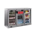 image of BK Resources SSBB-3G-53 53" Back Bar Refrigerator, 3 Glass Doors, Steel, R290, LED, 33-41°F